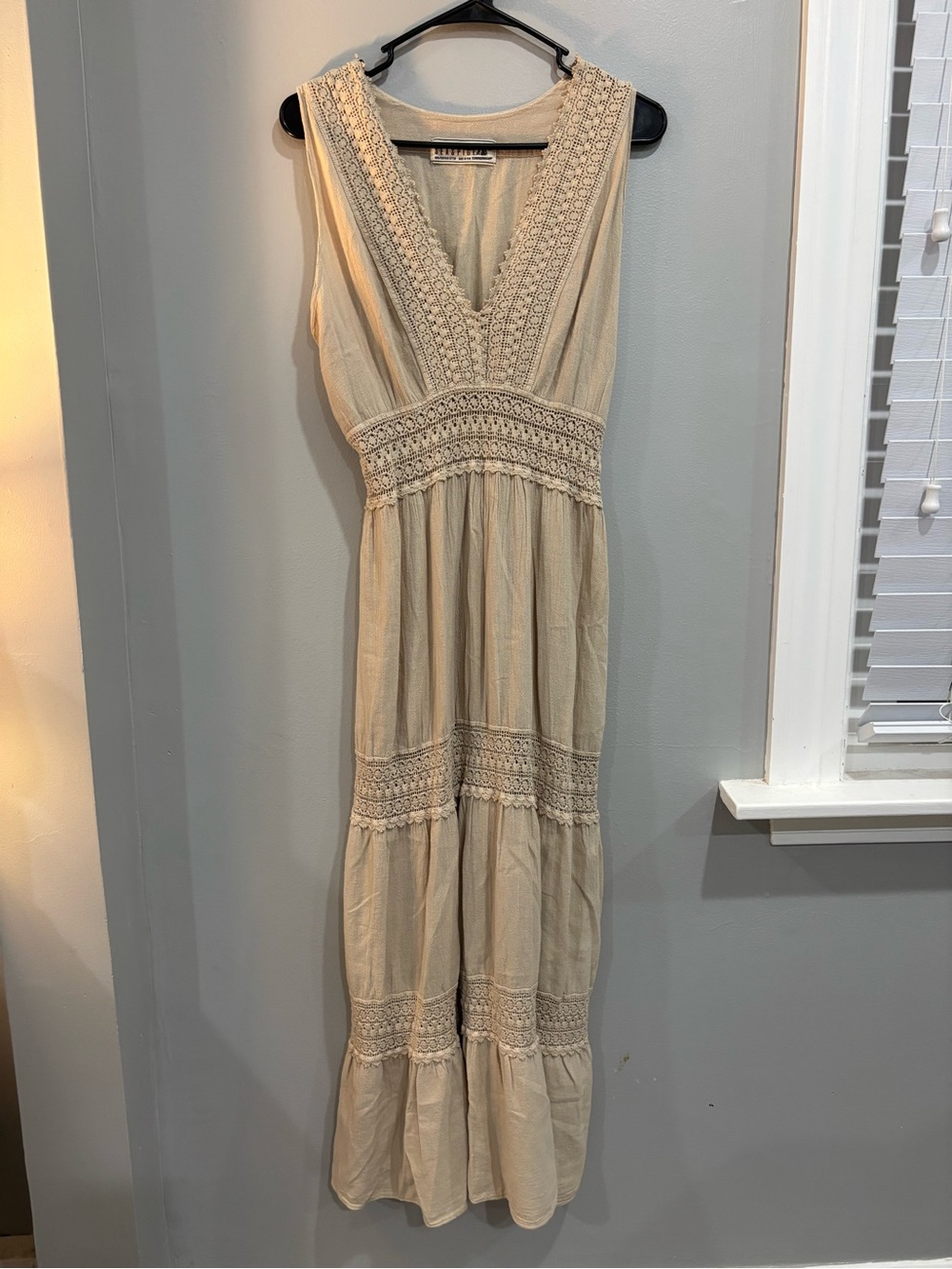 Seaspice Gabrielle' Tiered Crochet Peruvian Cotton Maxi Dress Resort wear Beachy